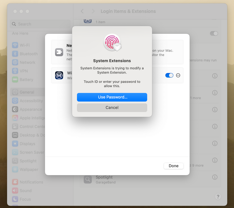 Password & Touch ID prompt on MacOS