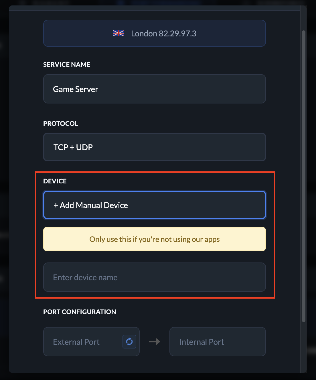 Manual Device Add