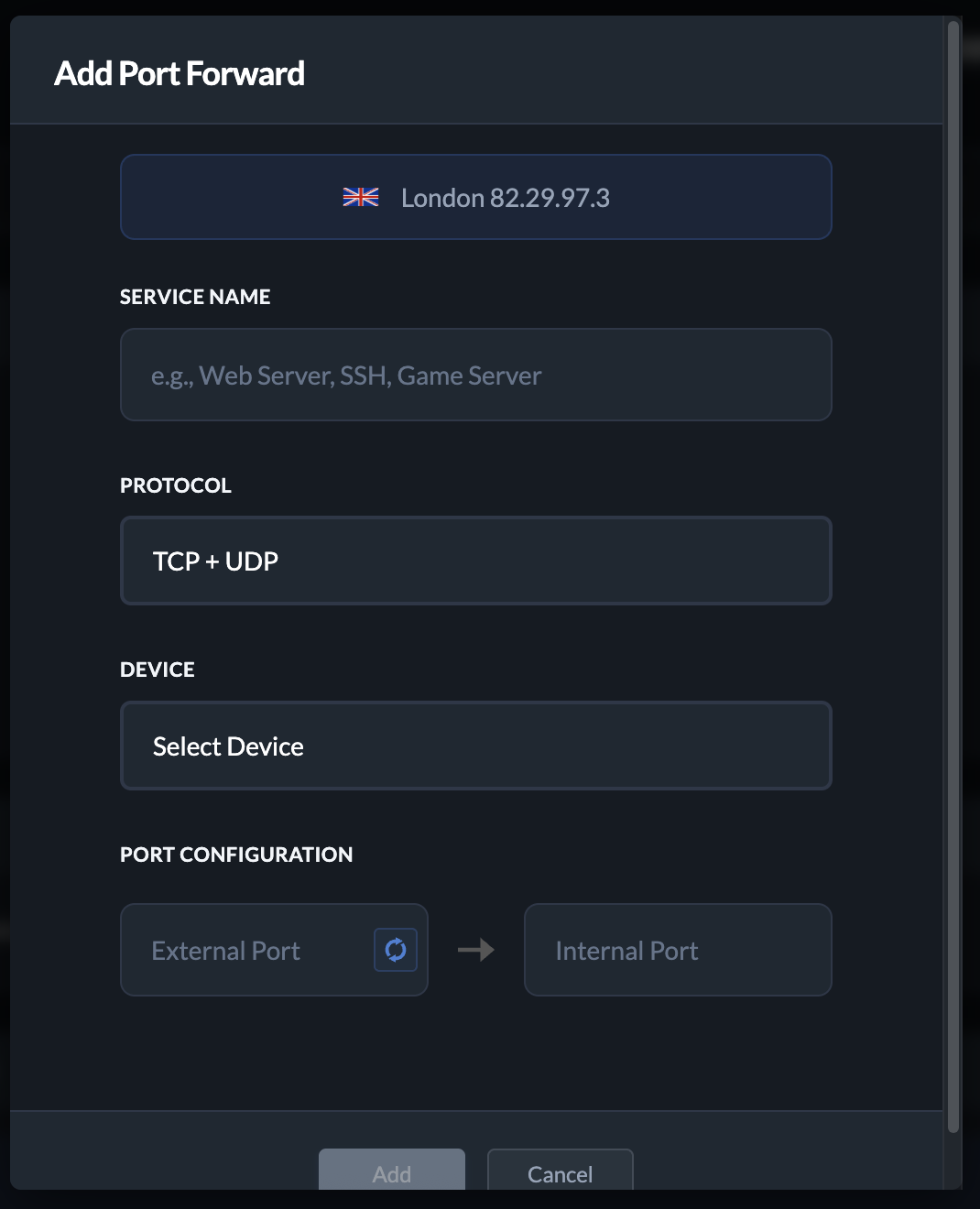 Setup menu